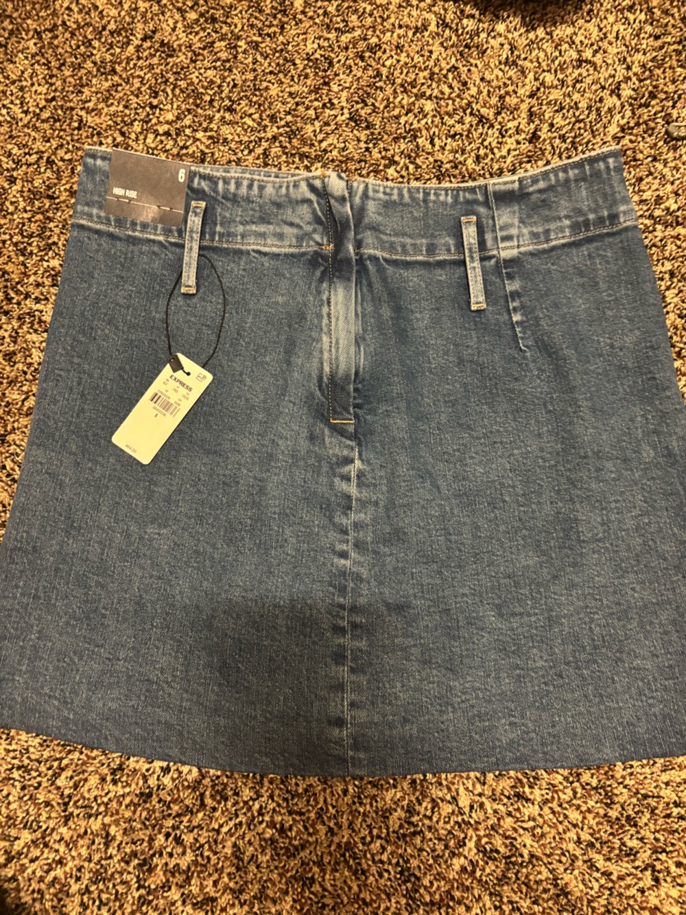 Express Blue Denim Mini Skirt with Belt Loops
